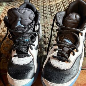 Jordan Kids Black and White Sneakers with Blue Highlights